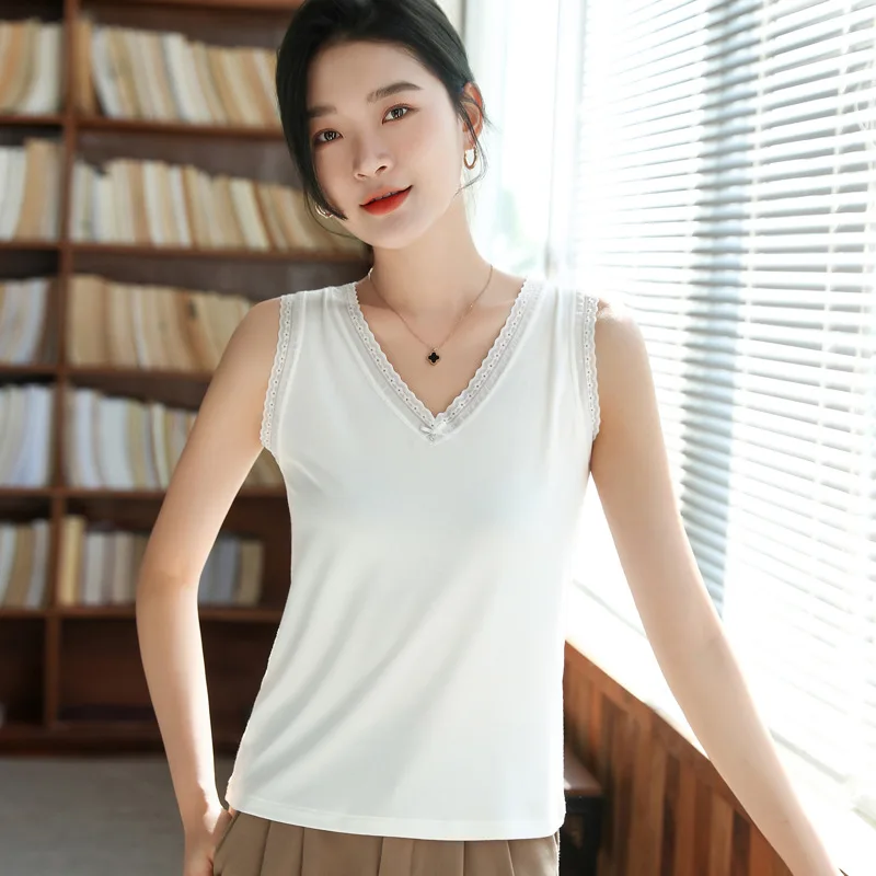 

Women Slim Fit V-Neck Vest Summer Knit Camisole Posh Fashion Sexy T-Shirt Lace Sleeveless Shirt