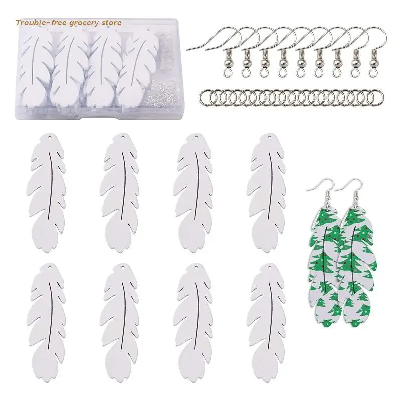 

Sublimation Printing Earrings Feather Heat Transfer Pendant with Earring Hooks
