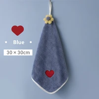 cute flower coral velvet hand towel soft wipe dishcloths hanging absorbent cloth kitchen tools bathroom accessories 3030cm
