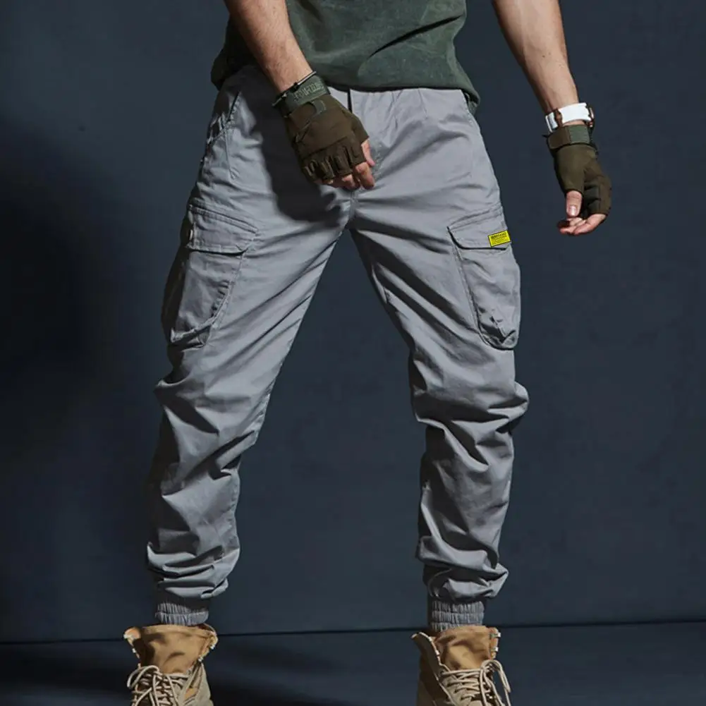 

Stylish Men Trousers Bottoms Zip Button Fly Ankle Tied Pants Japan Style Male Cargo Pants for Office