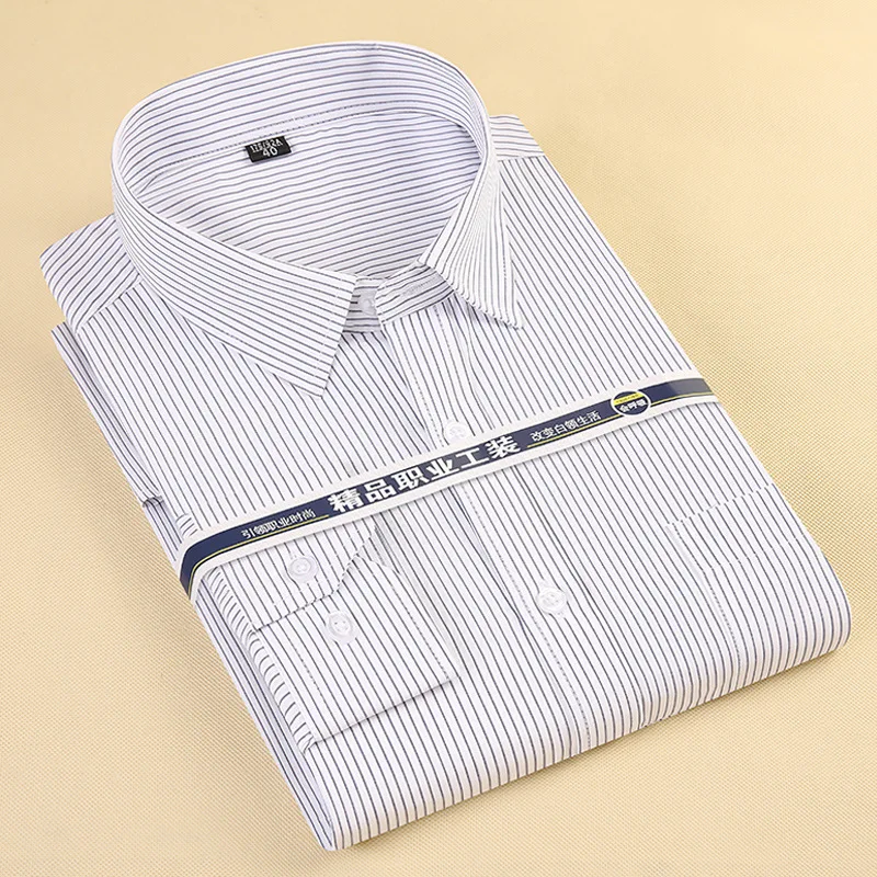 Мужская деловая рубашка Классическая однотонная хорошего качества с длинным