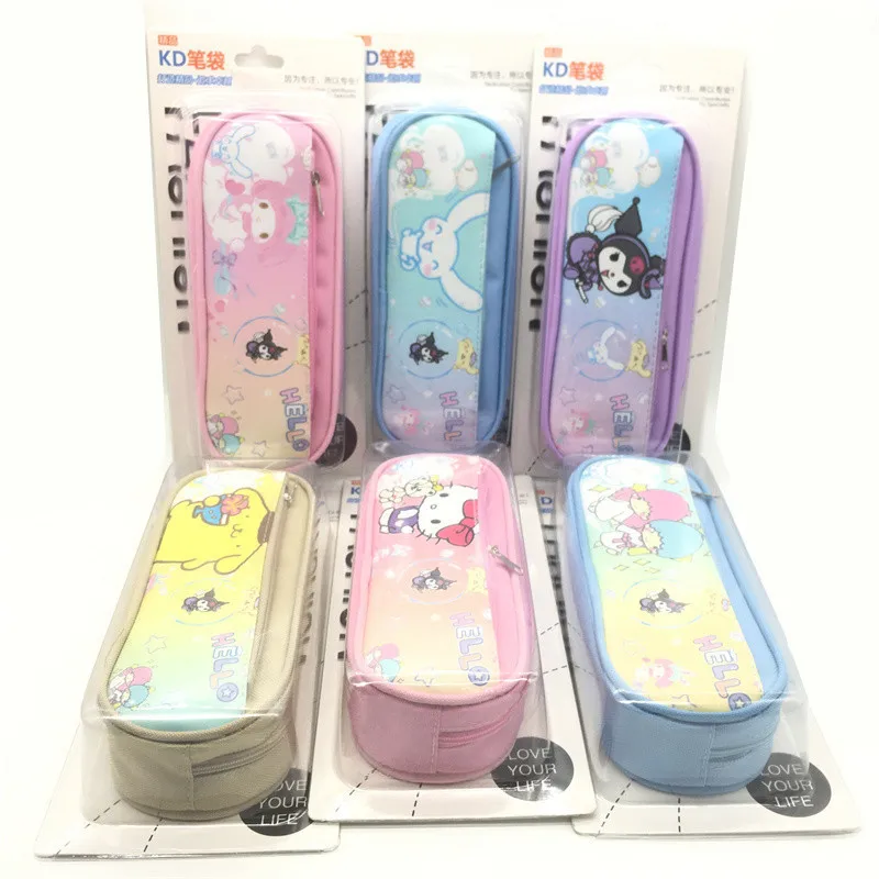 

Anime Kawaii Cinnamoroll My Melody Kuromi Cartoon Double Layer Pen Bag Student Zipper Stationery Box Birthday Gift Storage Bag