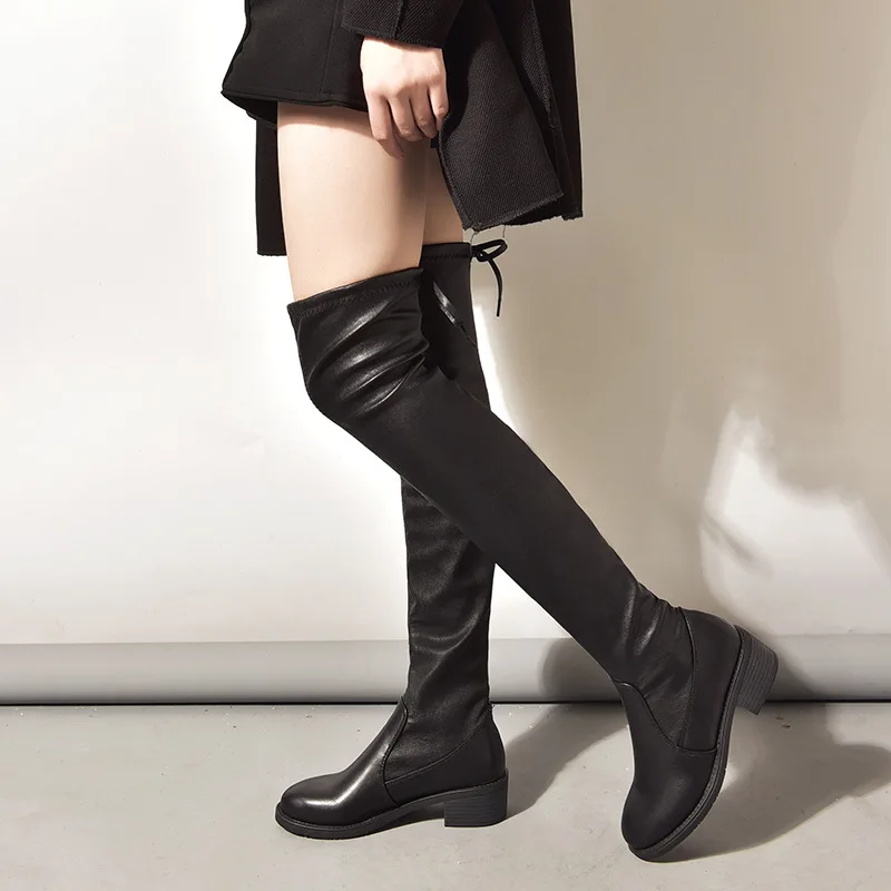 Fashion Over The Knee High Boots Women High Heels Square Toe Party Shoes Woman Tight High Warm Winter Snow Boots Long Shoes