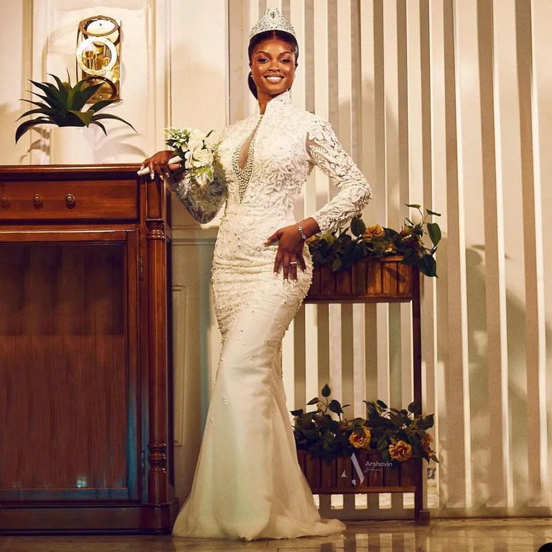 

Женское атласное платье-футляр, элегантное платье с длинным рукавом и цветочной аппликацией, облегающее платье с бусинами на груди для свад...