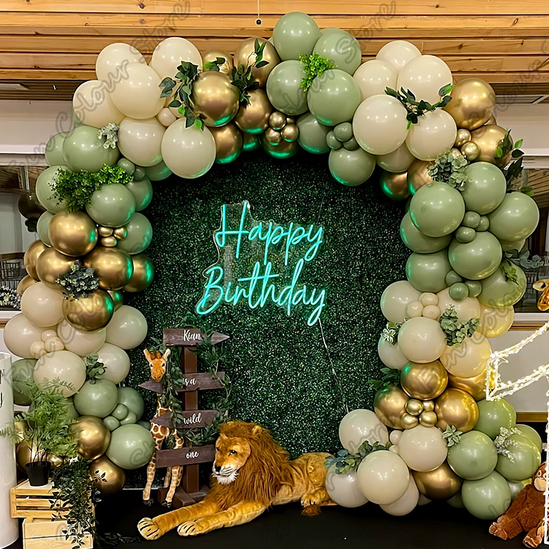 

Avocado Sand White Arche Balloons Kit Party Background Baby Shower Event Celebration Anniversary Happy Birthday Balloons Garland