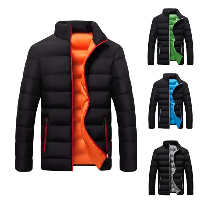 2022 New Men's Stand Collar Winter Coat Cotton Coat Thickened Warm Parker Solid Color Fashion Street Style M-4XL