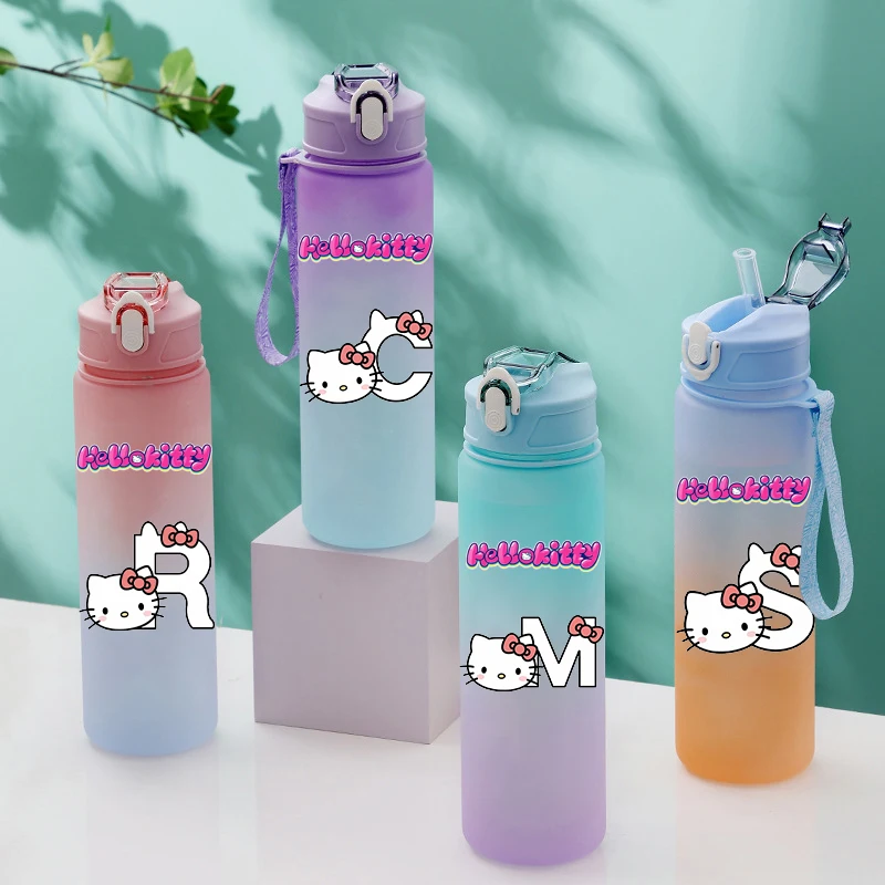 750 мл бутылка для воды Hello Kitty пластиковая чашка питья большой емкости соломенная