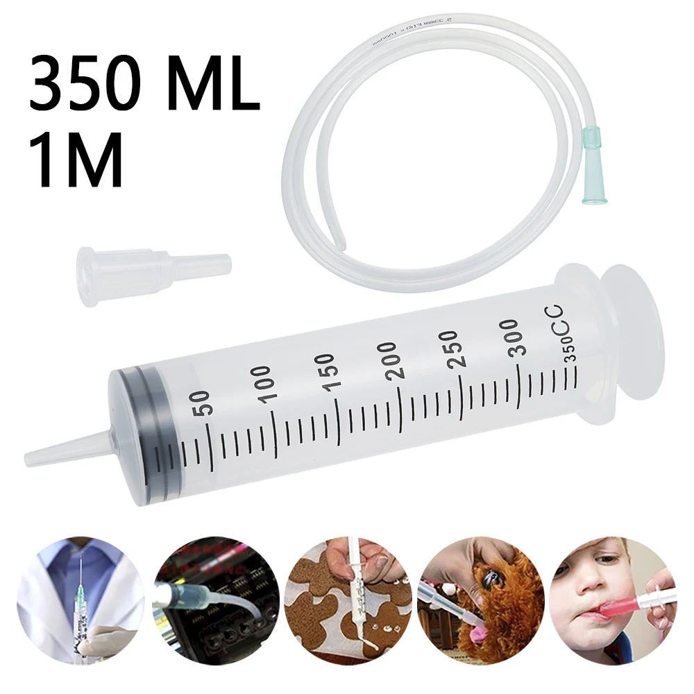 

Шприц New350ml с трубкой 39,4 дюйма, многоразовые большие пластиковые шприцы для дозирования клея, научные лаборатории, наполнение поливом