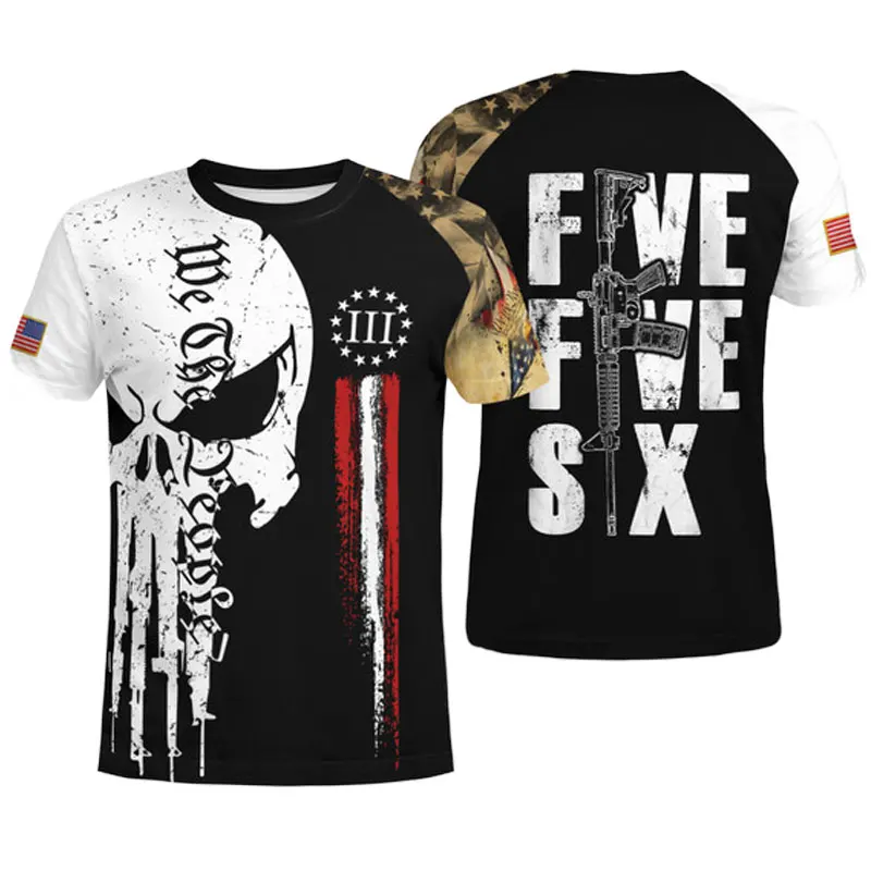 

Men's T-shirt Box Quick Dry Leather O 3D Skull Image Top Hip Hop Tren Mode Blus Men's Casual Large Clothing