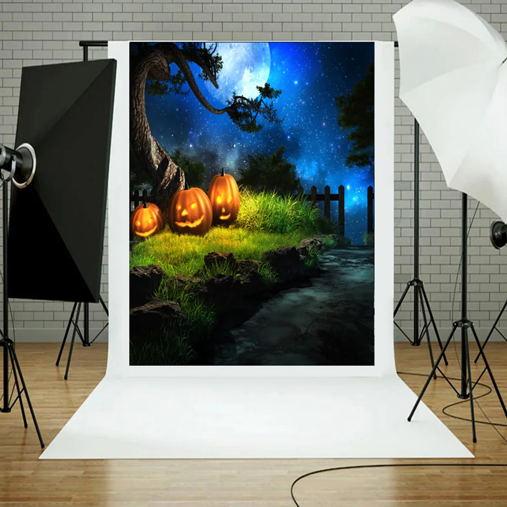 

90*150cm 3D Halloween Creepy Backdrop Realistic Horror Pumpkin Scary Woods Background for Parties Photography Studio Photo Booth
