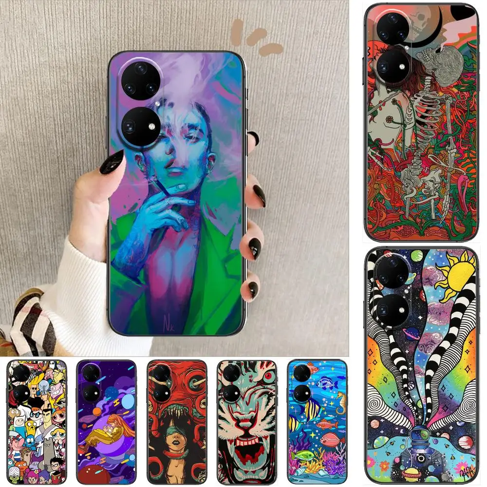 

HD-animation world Phone Case For Huawei p50 P40 p30 P20 10 9 8 Lite E Pro Plus Black Etui Coque Painting Hoesjes comic fas