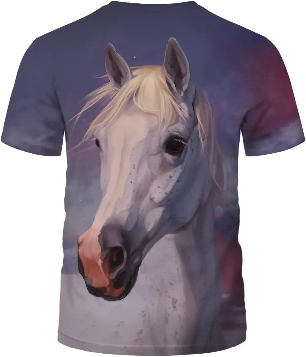 Мужские летние футболки с короткими рукавами и лошадью топы рубашка