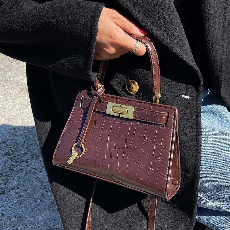 

Осенне-зимняя текстурная сумка, новинка 2023, женская сумка-мессенджер Ins, Лидер продаж, квадратная сумка с крокодиловым узором, сумка на плечо