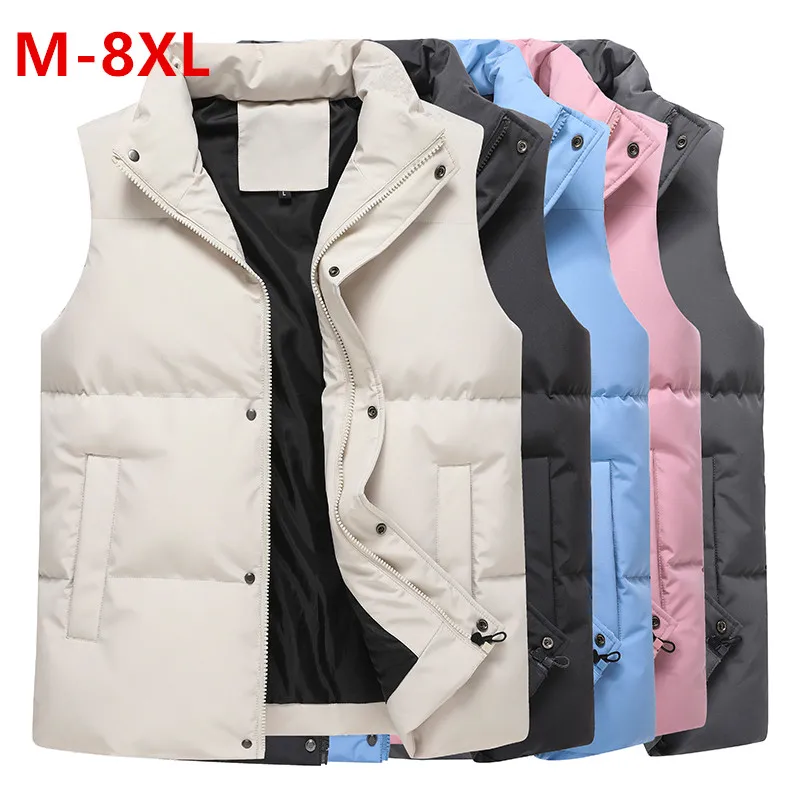 

Plus Size 8XL Autumn Winter New Men Cotton Vest Jacket Sleeveless Down Waistcoat Jacket Male Casual Vest Coat Mens Loose Vests