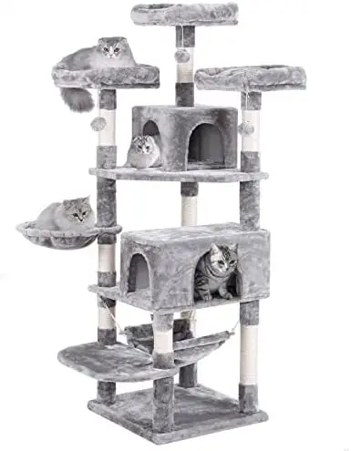 

Tree 66.3 Inch Multi-Level Large Cat Tower with Plush Top Perches, Sisal Scratching Post Cat Play House Kitty Activity Center MM
