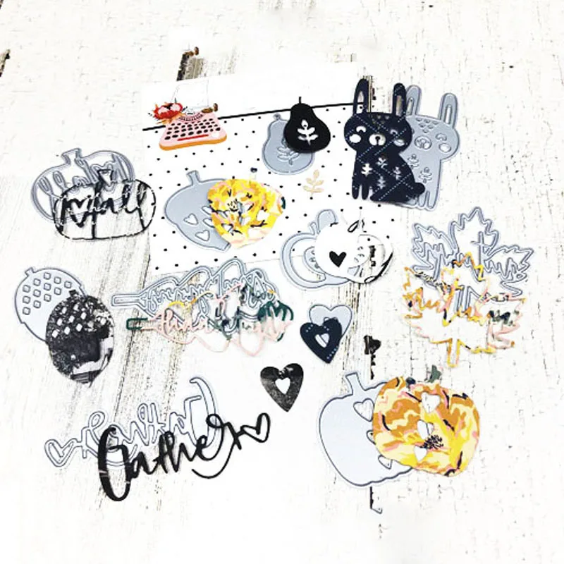 

Набор металлических вырубных штампов в виде фруктов и кроликов для «сделай сам», ремесла, трафареты, фотоальбом, шаблон, украшение ручной ра...