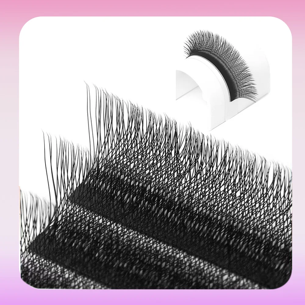 Фото Накладные ресницы Qbeautylashes 4D W-образной формы, готовые пучки Easy Fan, объемные, мягкие, с изгибом C/D, 0.07мм №5