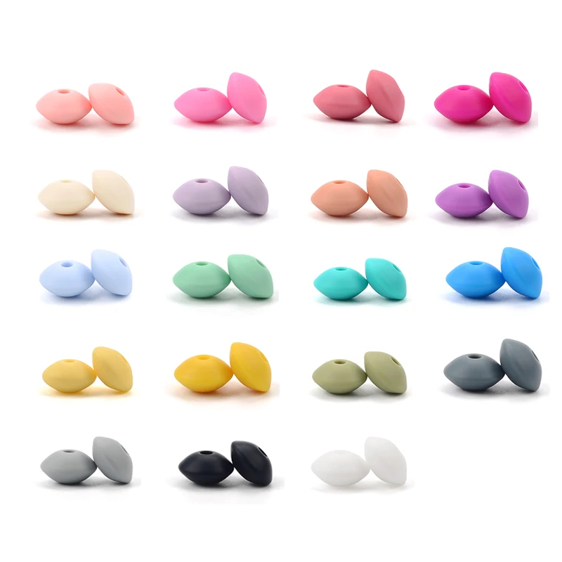 LOFCA Wholesale 50PCS Lentil Silicone Beads 12mm Food Grade Jewelry Beads Soft Chew Teething BPA Free DIY Charm Necklace Teether