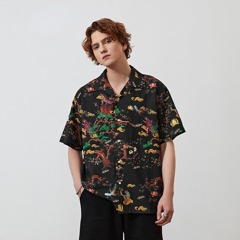 

GOODBOYS Streetwear Oversize Shirts Men Funny Graphic Digital Printing Shirts Male Plus Size