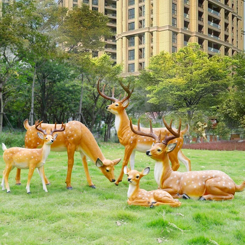 Наружная имитация пятнистого оленя скульптура животного из стекловолокна