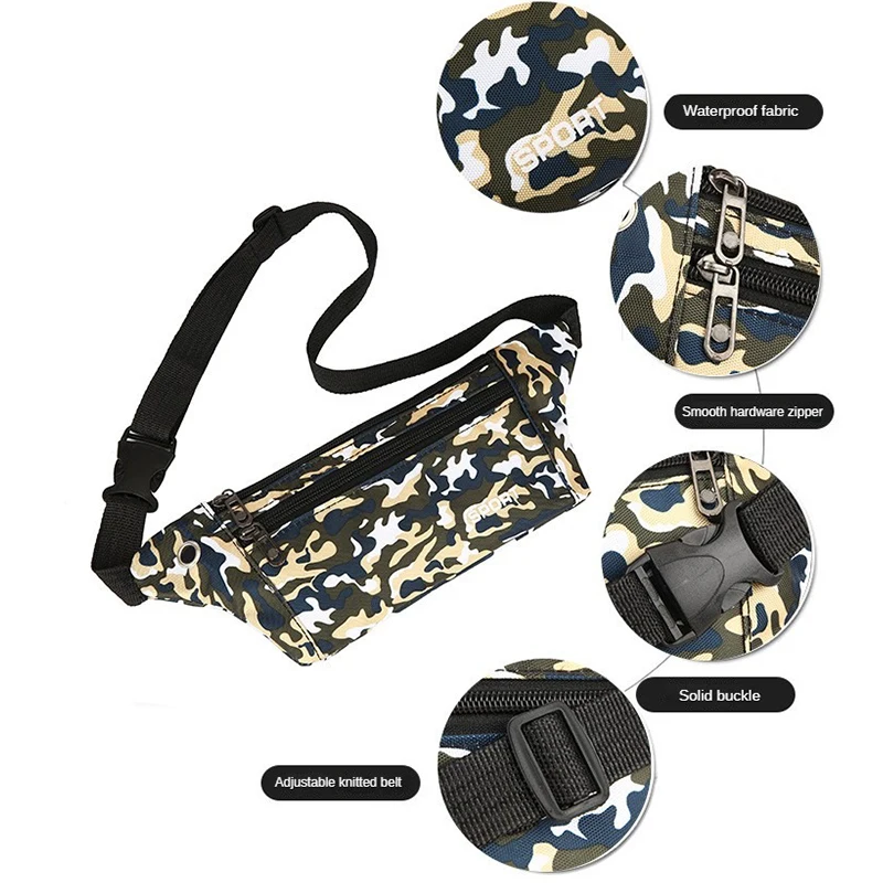 Popular Fashionable Colours Waist Bag Polyester Custom Men Women'S Chest Bags Running Waist Bag Bum Bag With Headphone Hole