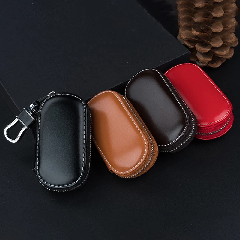 

Car Universal Key Case Fashion Simple Pu Leather Buckle Clip Storage Zipper Bag Men's And Women's Same Style Cars Accessories