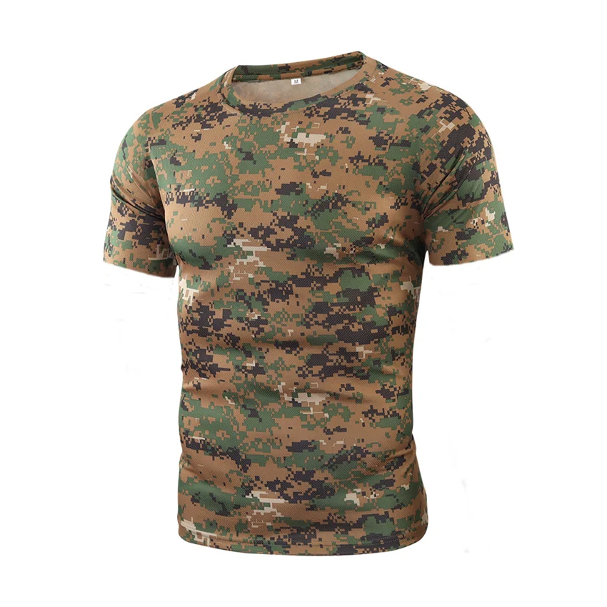 

Men's summer outdoor camo short-sleeved men's and women's thin section crewneck T-shirt physical sports T-shirt