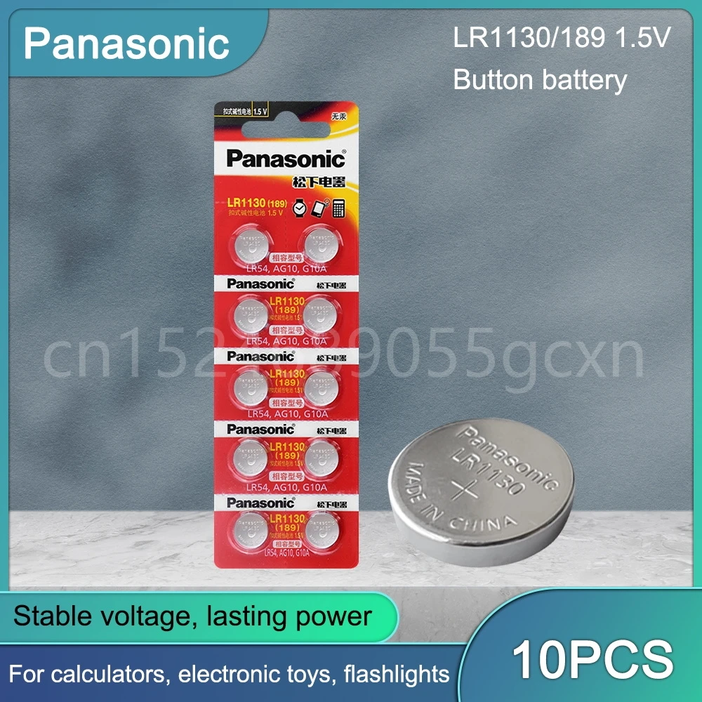 10 шт., щелочные кнопочные батарейки Panasonic AG10 LR54, 1,55 в, SR54 389 189 LR1130 SR1130 10 шт., щелочные кнопочные батарейки Panasonic AG10 LR54, 1,55 в, SR54 389 189 LR1130 SR1130