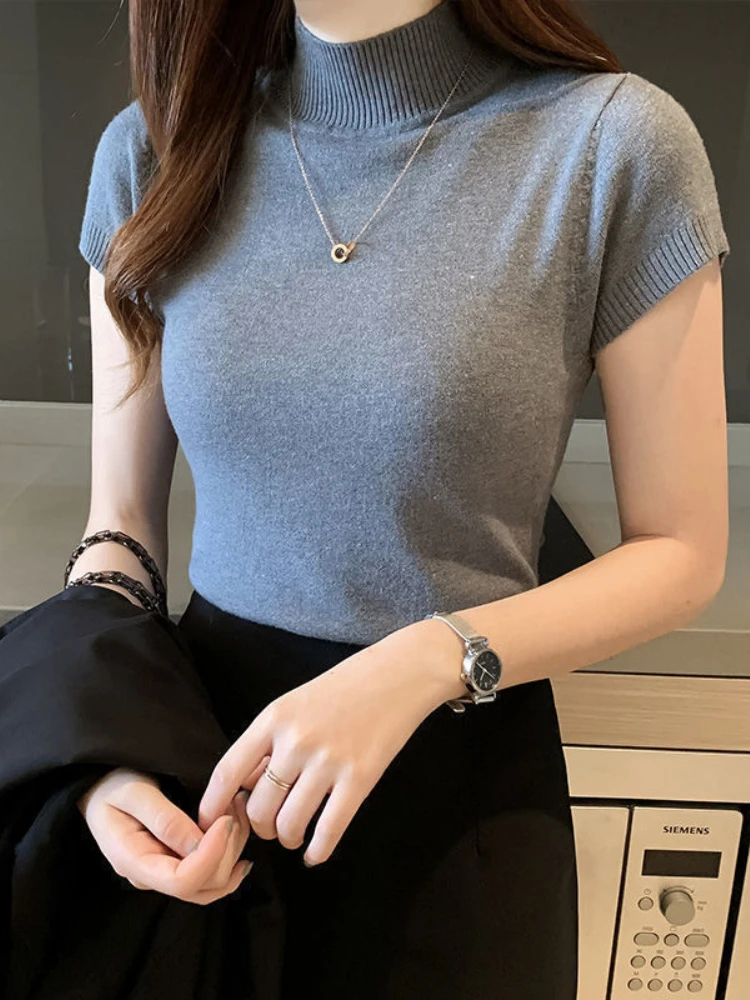 

Летние топы, блузки, женская одежда, блузка с коротким рукавом, женские блузы, женская модная водолазка, вязаная блузка, рубашка, топы 2022