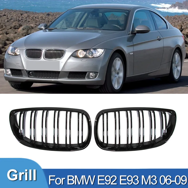 

Pulleco For BMW E92 E93 M3 Grille 3 Series Racing Grill Gloss Black Grills 2 Door Car Front Bumper Grilles Kidney 2006-2009 Auto