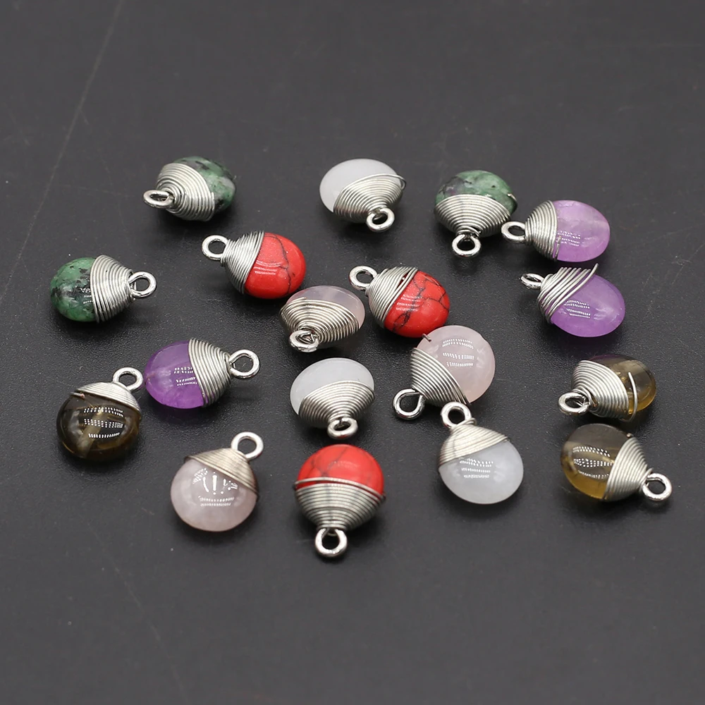 4 шт. натуральный камень розовый кварц аметист Круглая Серебряная проволока