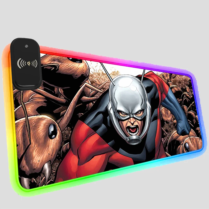 

Коврик для мыши Ant Man с беспроводной зарядкой RGB, светодиодный игровой водный светильник, аксессуары для компьютерного стола, Роскошный диза...