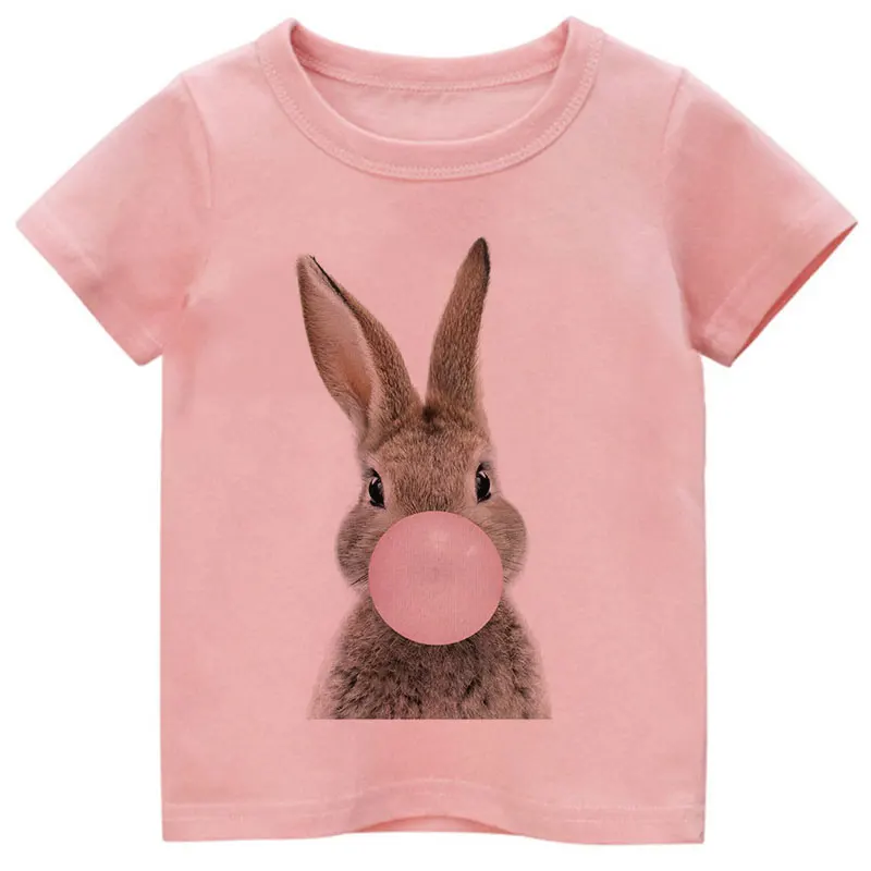 

Summer Girl 2021 Rabbit, Panda, Cat, Koala,animal Funny Bubble Blowing Pattern Print Unisex Pink, White, Yellow Short Sleeve Top