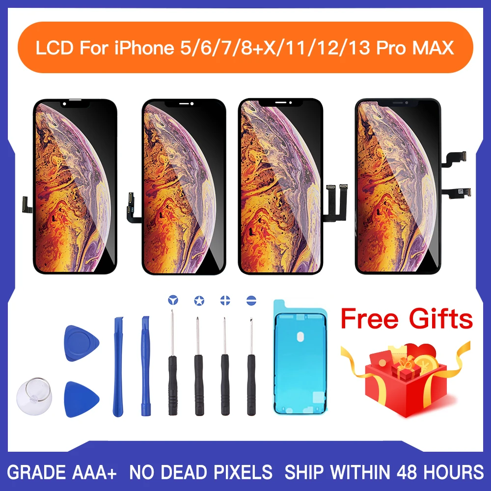 

Оригинальный OLED ЖК-дисплей для iPhone X XR XS Max 11 12 13, сменный экран TFT с 3D сенсорным дигитайзером в сборе, без битых пикселей