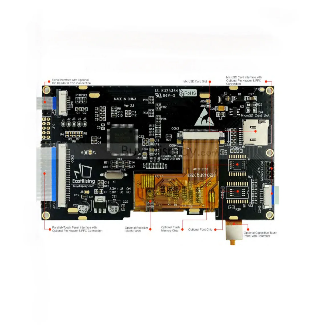 4 3-дюймовый ЖК-модуль RGB 480*272 точек с емкостной и устойчивой сенсорной панелью