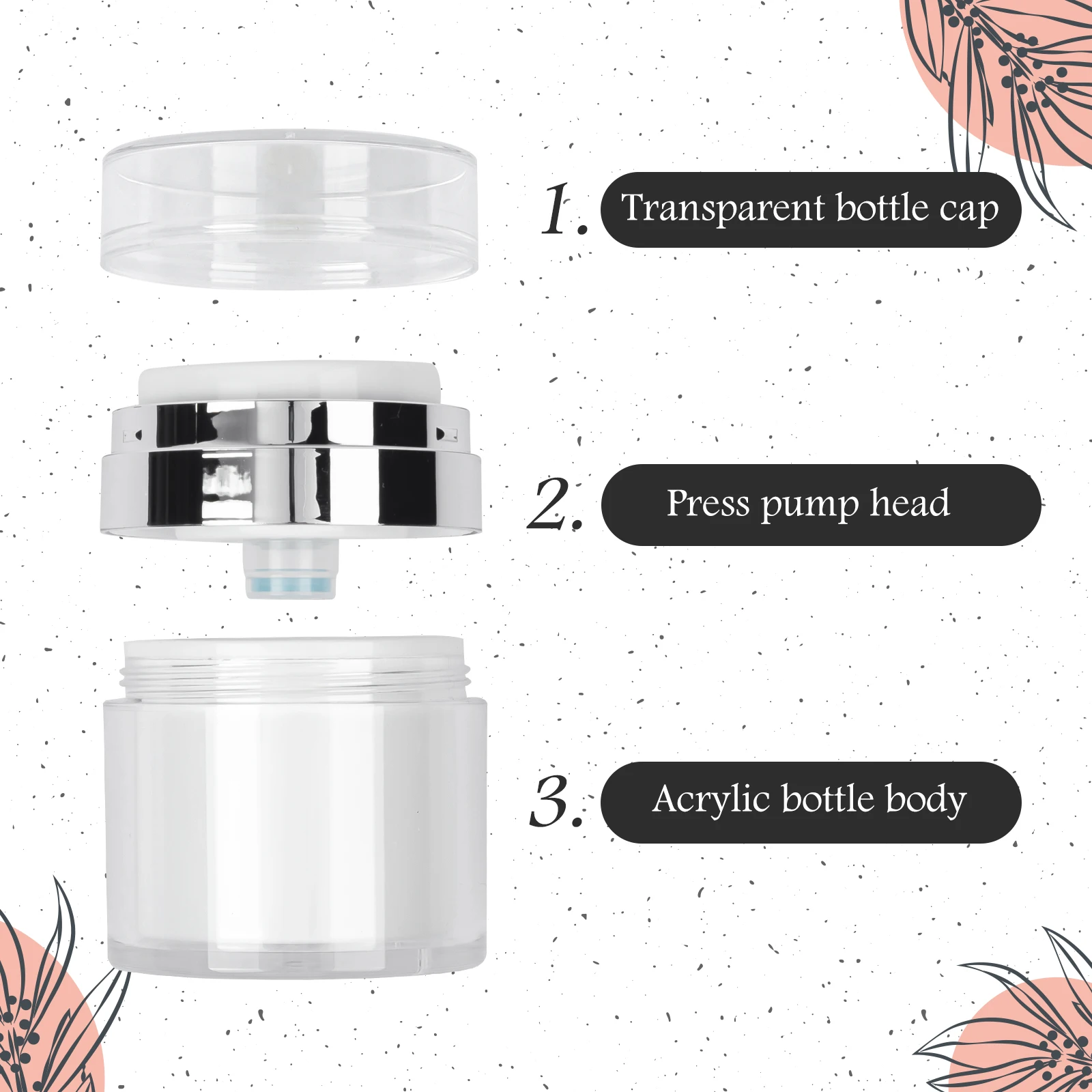 

1 шт. 15/30/50 г вакуумная банка с насосом, пустая акриловая бутылка для крема, многоразовый косметический простой в использовании контейнер, по...