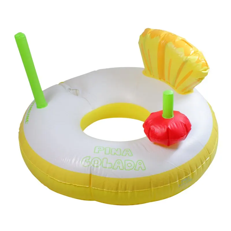 

Inflatable Yellow and White Pina Colada Swimming Pool Ring Float
