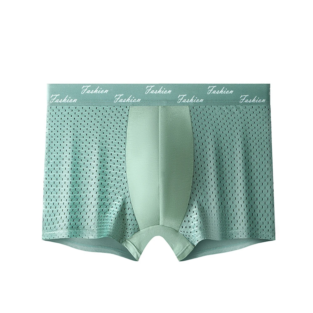 Mens Soft Boxer Briefs Breathable Mesh Underwear Comfortable Underpants Male Smooth Panties Soft Lingerie Man Boxer Shorts
