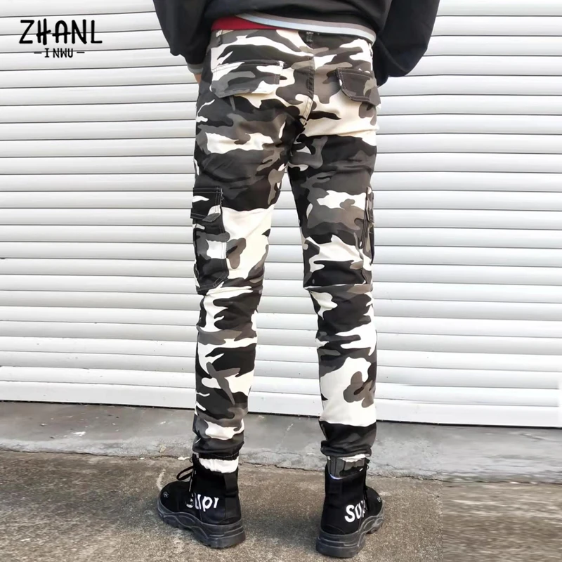 Men Jeans Fashion Men's Clothing wholesale jean Harajuku Multi-Pocket camo Pants Casual Sweatpants Slim Male Trousers Streetwear