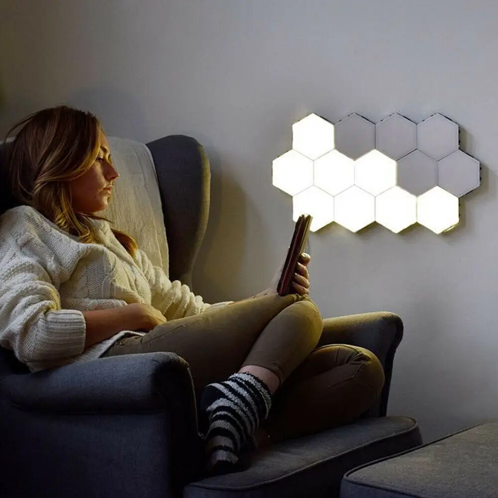 

LED Quantum Lamp Creative Wall Lamp Hexagonal Touch Sensor Combination Light Honeycomb Light Modular Night Light Home Decor 8Pcs