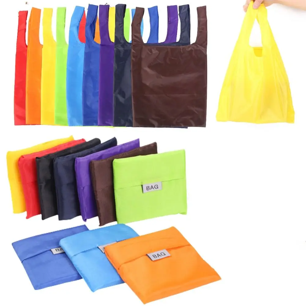 

33*53cm Colorful Shopping Bag Foldable Polyester Eco-friendly Hand Canvas Grocery Bags Shoulder Reusable Supermarket Shop Bags