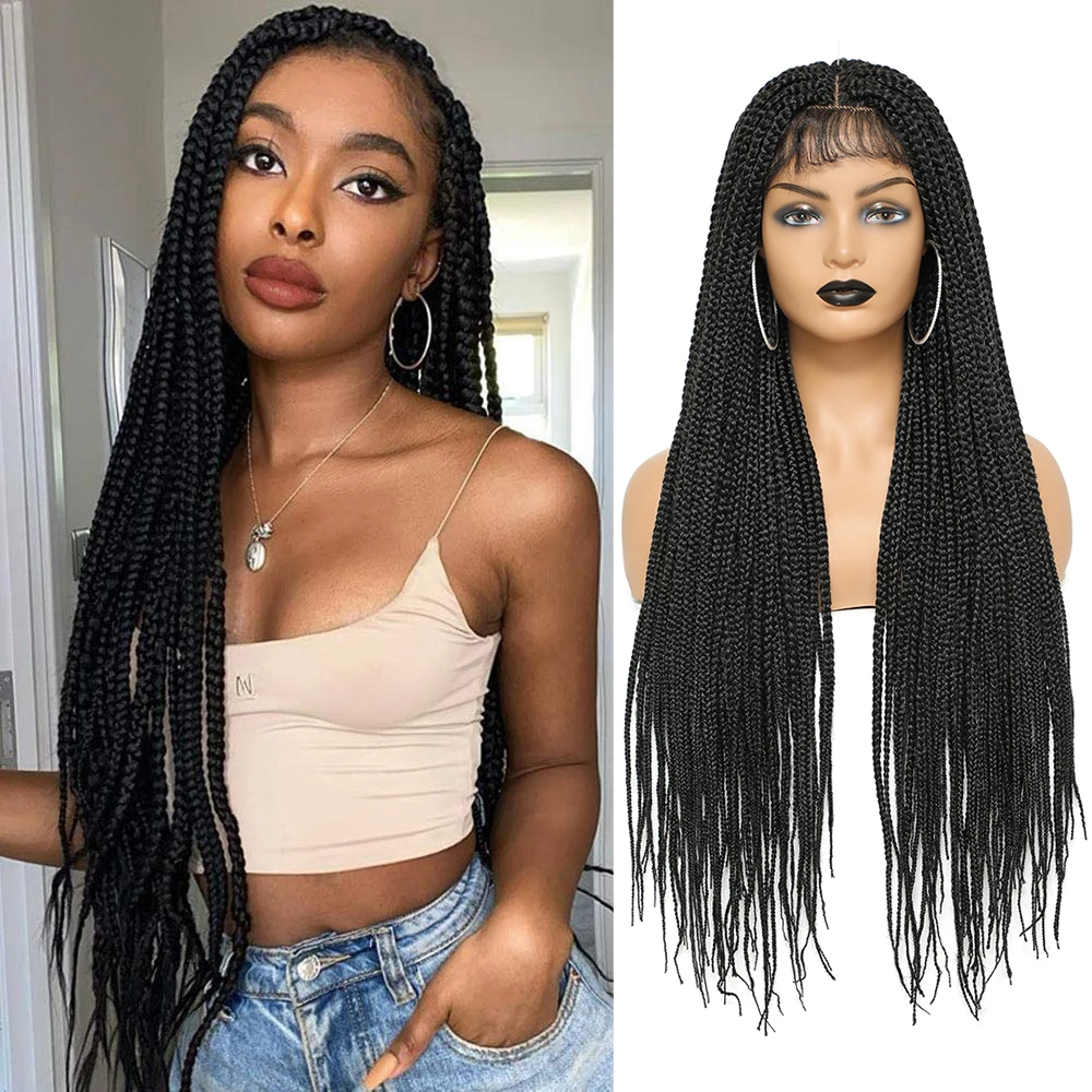 30 Inch Braided Lace Front Wigs For Women Synthetic Lace Front Wig Cornrow Braids Lace Frontal Wigs with Baby Hair Box Braid Wig