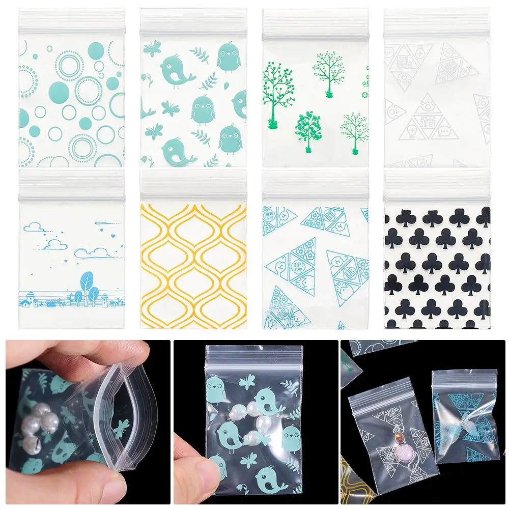

100PCS Fashion Portable Household Plastic Storage Bags Kitchen Supplies Jewelry Earring Pouch Sealing Bag