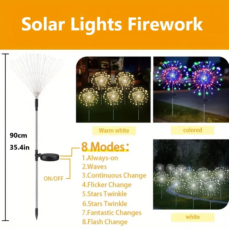 Наружные солнечные фонари фейерверк 150 светодиодов водонепроницаемые для