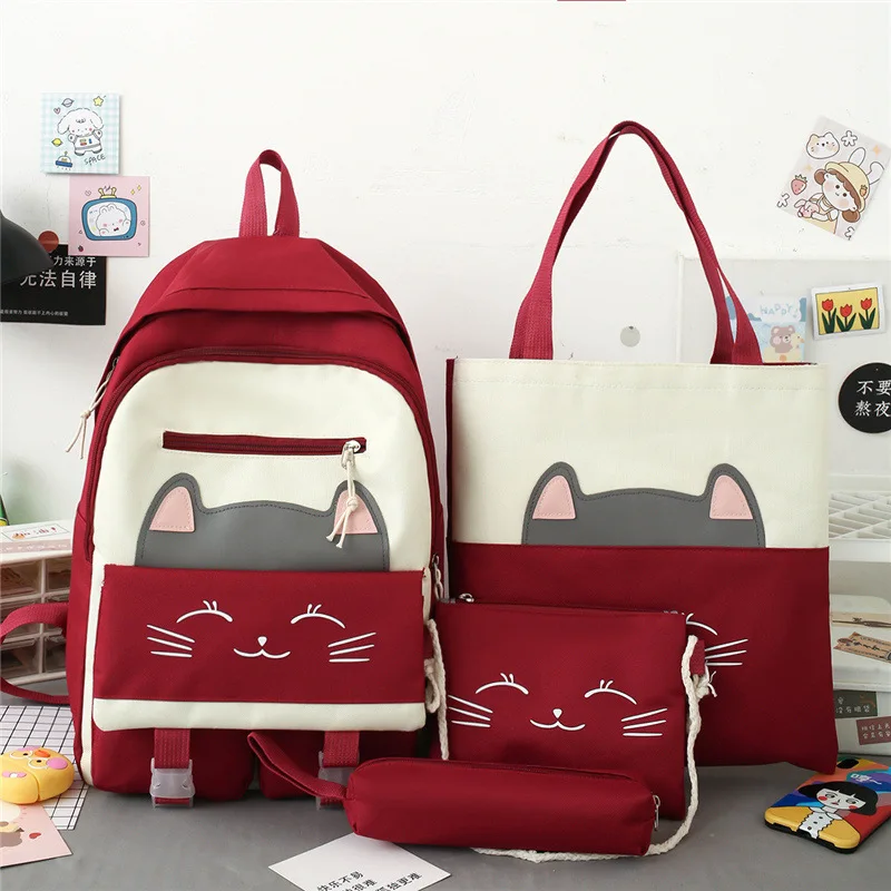 

Набор из 4 шт. рюкзаков для студентов, милый школьный ранец в стиле пэчворк, вместительные школьные сумки для девочек, сумочка, пенал