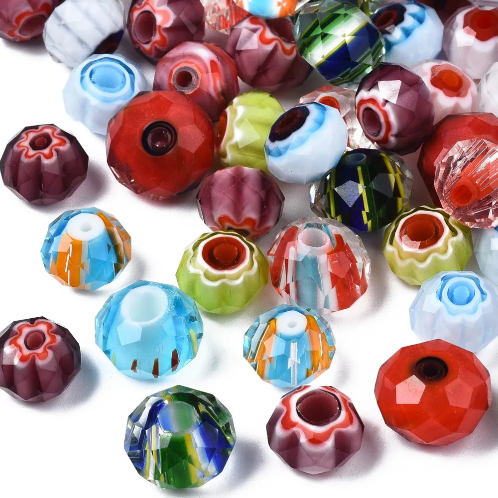 

about 100pcs/Bag Handmade Millefiori Lampwork Beads Rondelle for Jewelry Making DIY Bracelet Necklace Accessories Decor