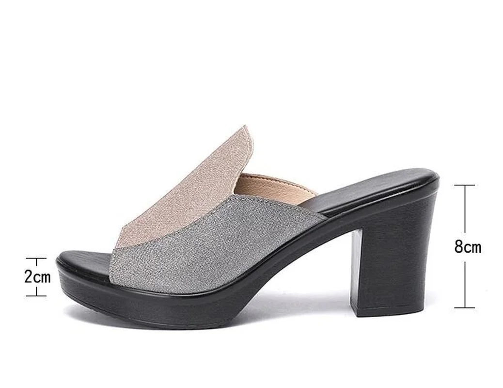 

Summer Women‘s Slippers Sandals 2022 High Heel 8cm Fashion platform Fish Mouth Luxury Ladies Shoes Non-slip Casual Large