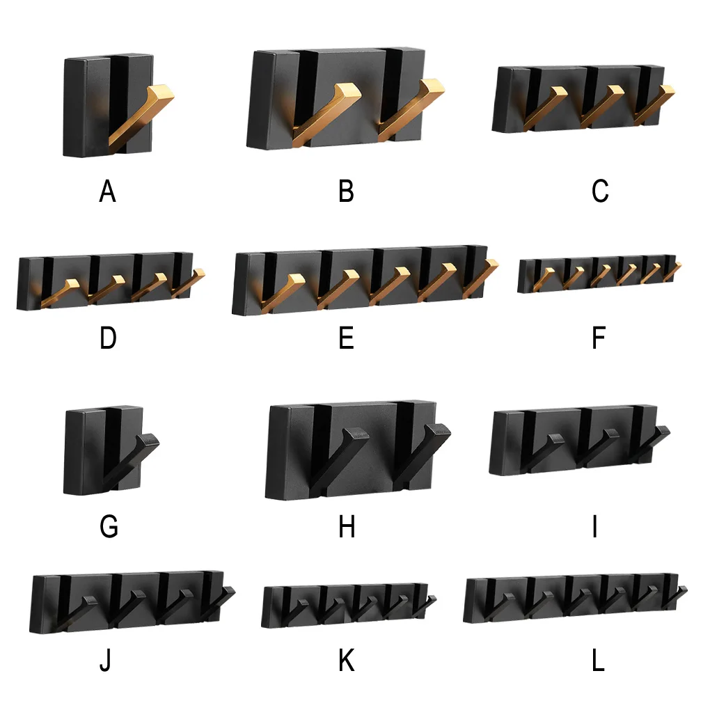 

Настенные крючки без сверления, вешалка для жакетов, алюминиевый нескользящий подвесной держатель для гостиной, черный, золотой, 2 крючка