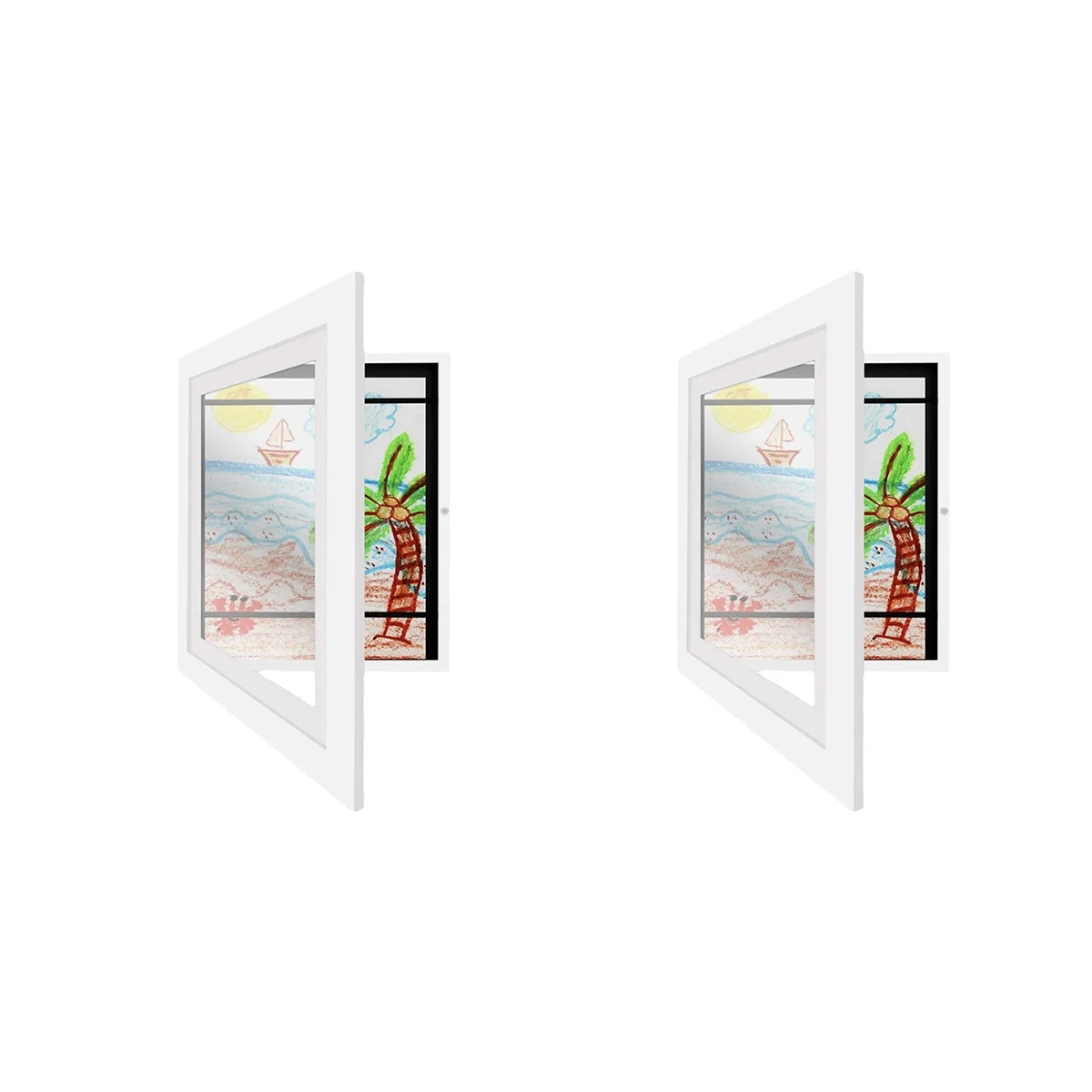 

[2-Pack] Kids Art Frame Kids Art Frames Front Opening Kids Artwork A4 Picture Frames Changeable Artwork Display White