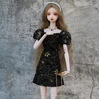 30cm black golden puff sleeve evening dress for barbie doll clothes outfits princess party gown 16 bjd dolls accessories toys